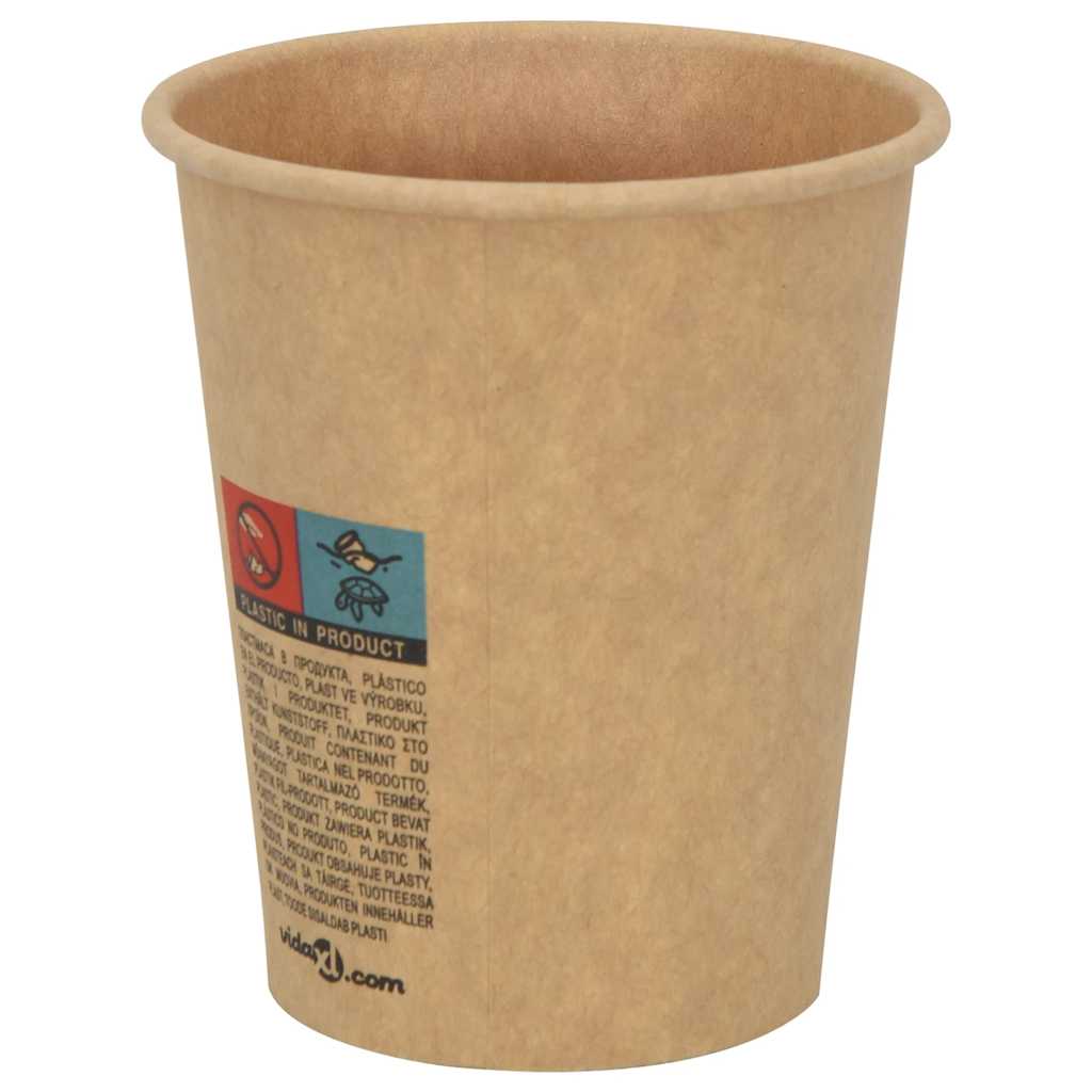 vidaXL Papierowe kubki z pokrywkami, 1000 szt., 8oz, 200ml