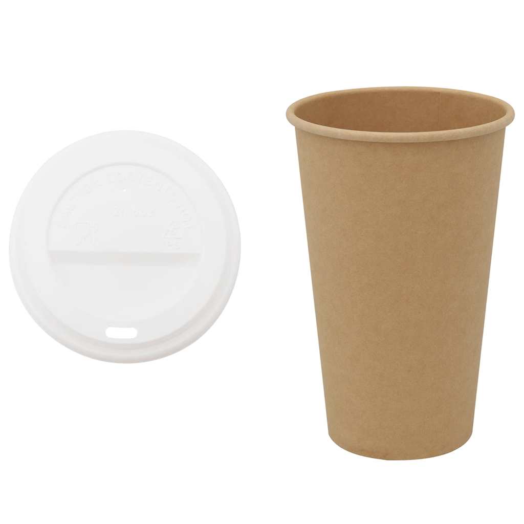 vidaXL Papierowe kubki z pokrywkami, 1000 szt., 16oz, 400ml