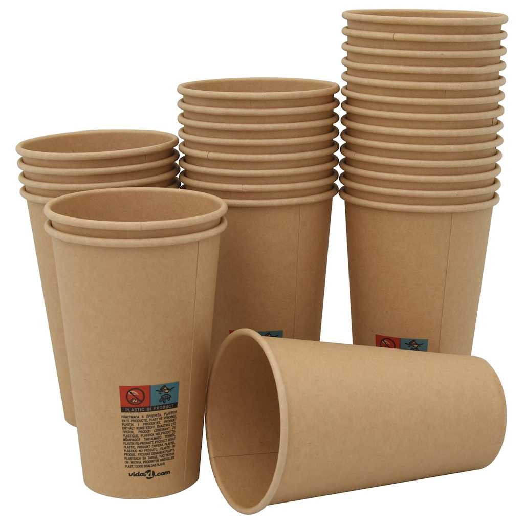 vidaXL Papierowe kubki z pokrywkami, 1000 szt., 16oz, 400ml