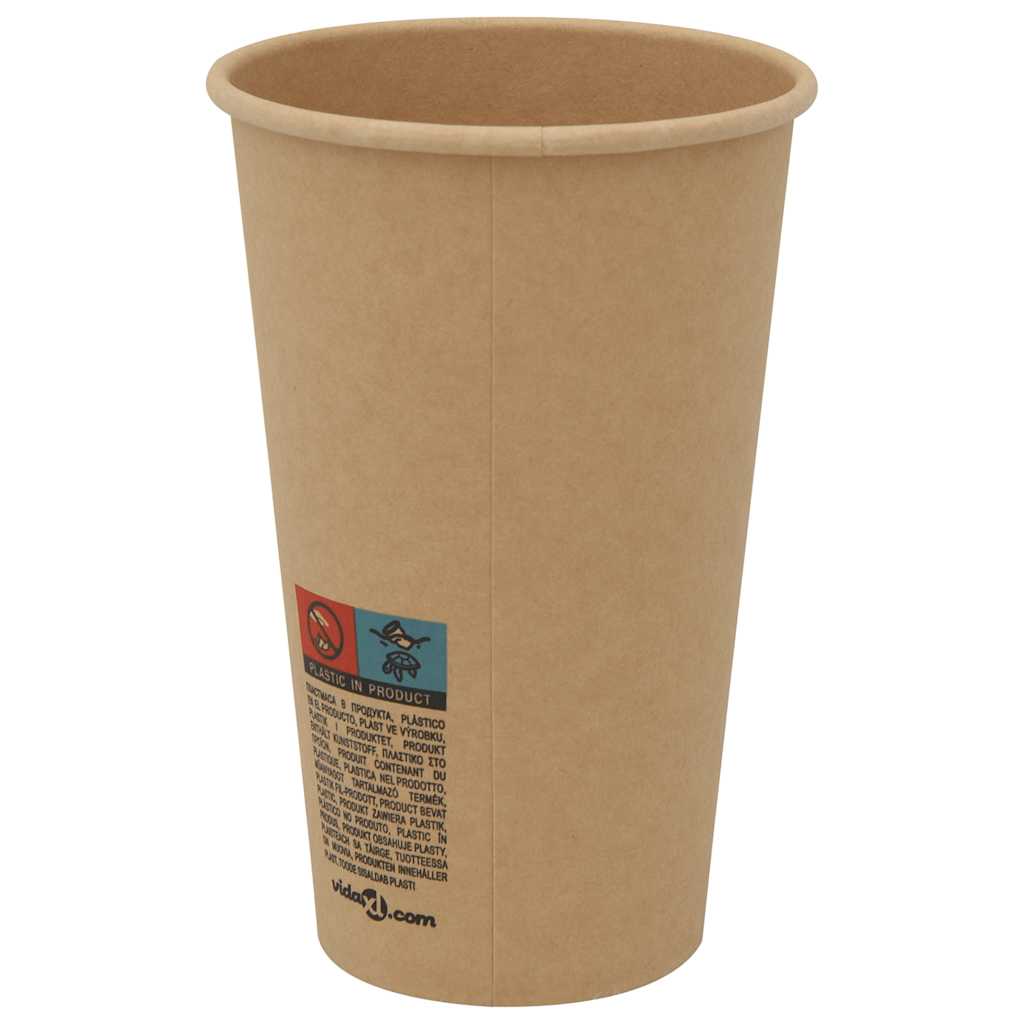 vidaXL Papierowe kubki z pokrywkami, 1000 szt., 16oz, 400ml