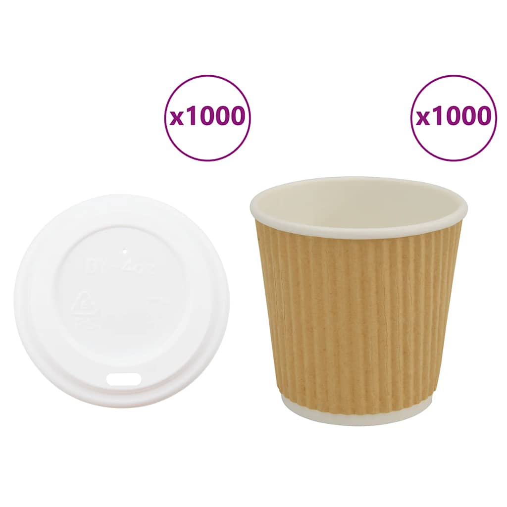 vidaXL Papierowe kubki z pokrywkami, 1000 szt., 4oz, 100ml
