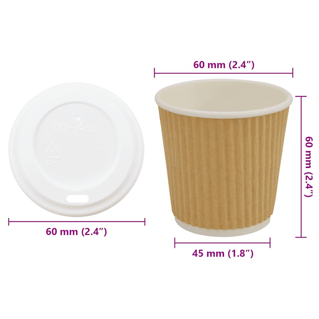 vidaXL Papierowe kubki z pokrywkami, 1000 szt., 4oz, 100ml