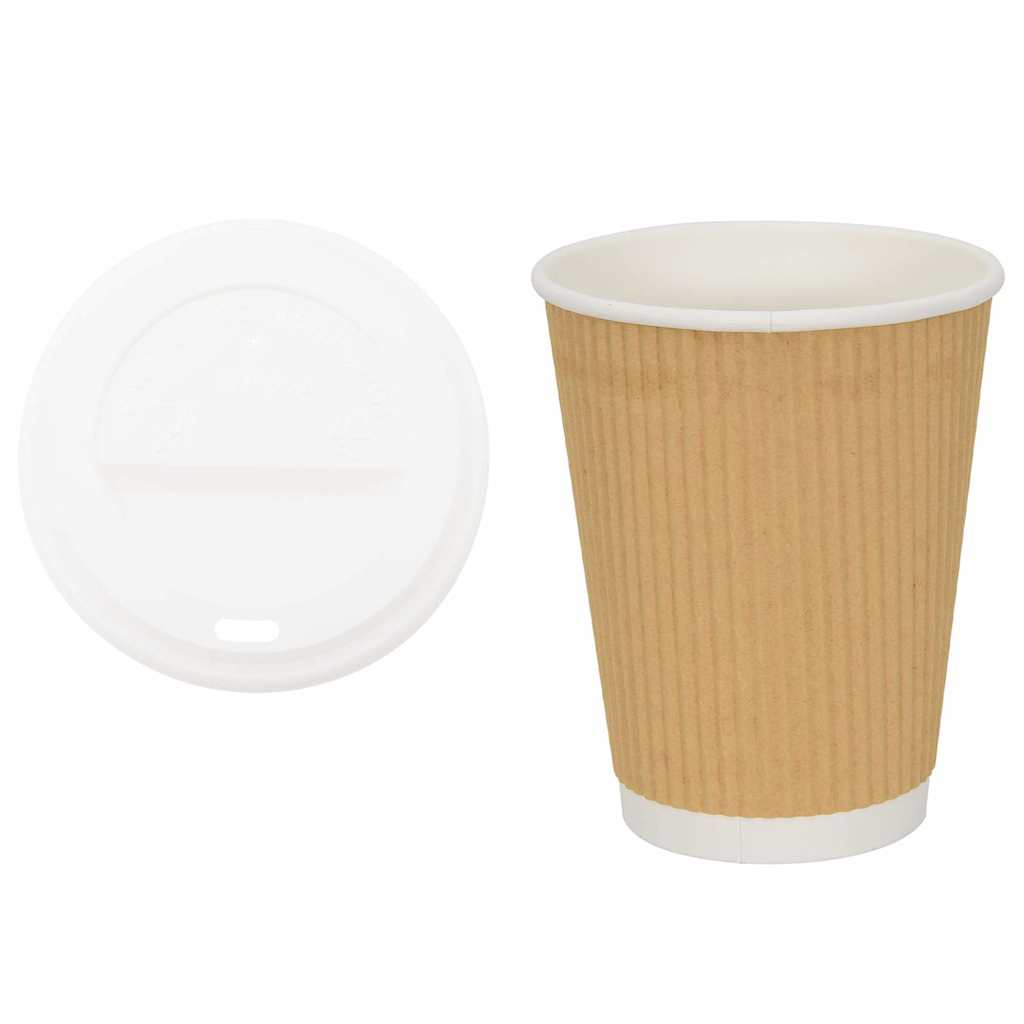 vidaXL Papierowe kubki z pokrywkami, 1000 szt., 12oz, 300ml