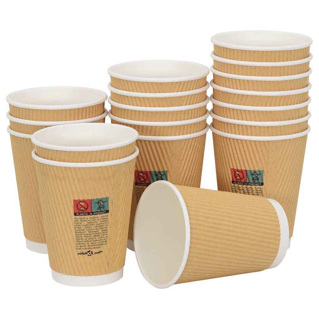 vidaXL Papierowe kubki z pokrywkami, 1000 szt., 12oz, 300ml