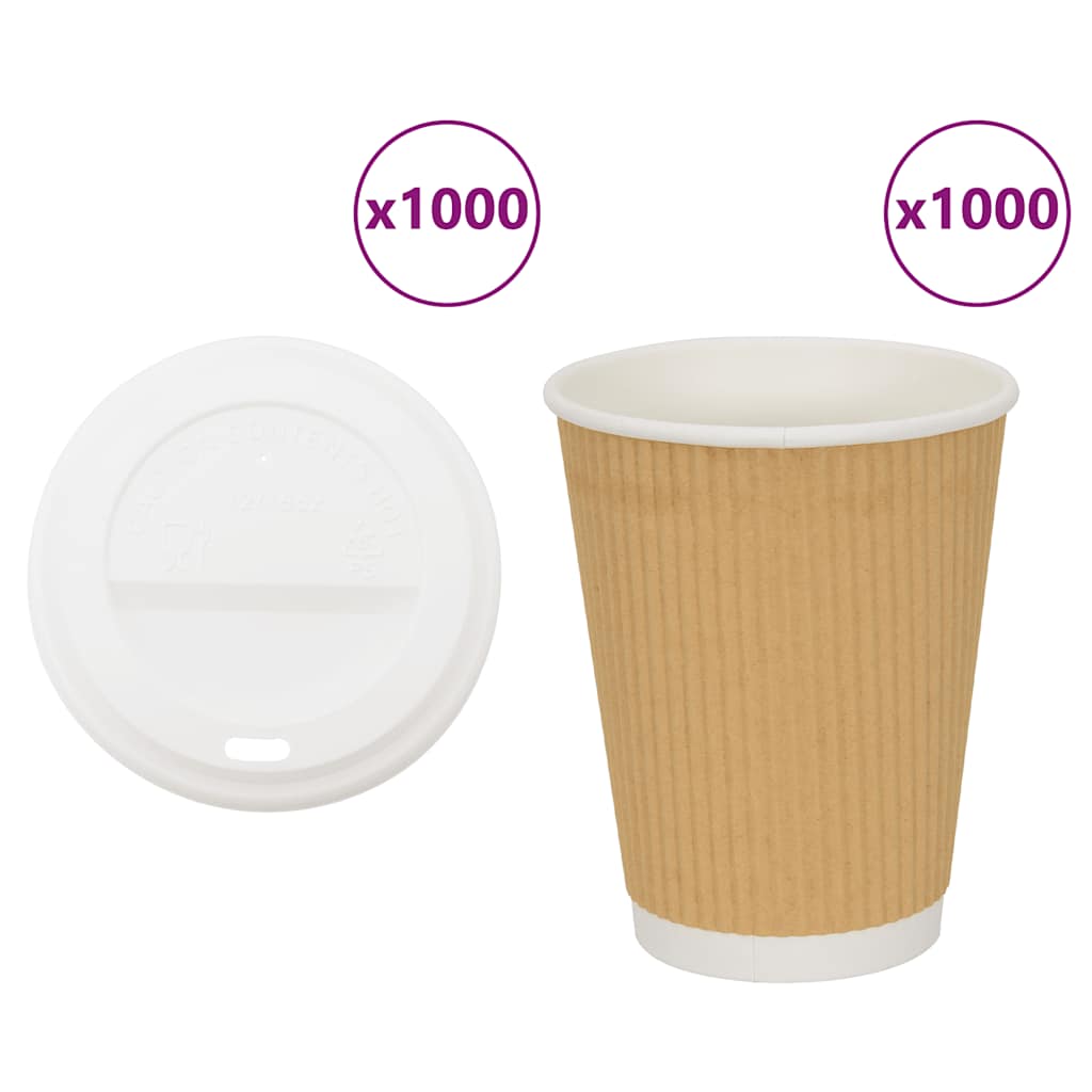 vidaXL Papierowe kubki z pokrywkami, 1000 szt., 16oz, 400ml