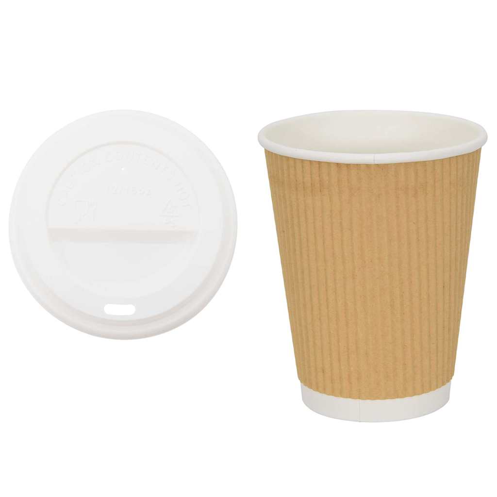 vidaXL Papierowe kubki z pokrywkami, 1000 szt., 16oz, 400ml