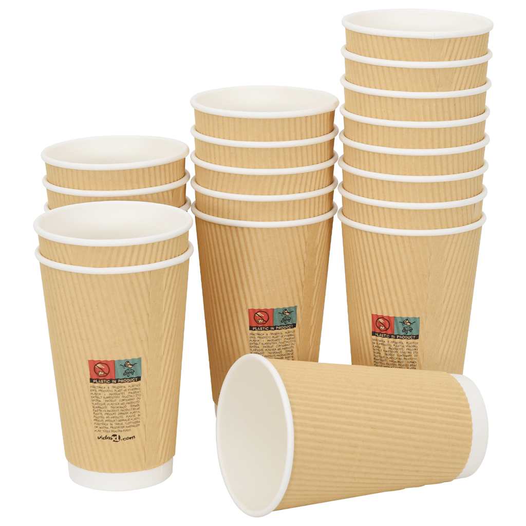 vidaXL Papierowe kubki z pokrywkami, 1000 szt., 16oz, 400ml