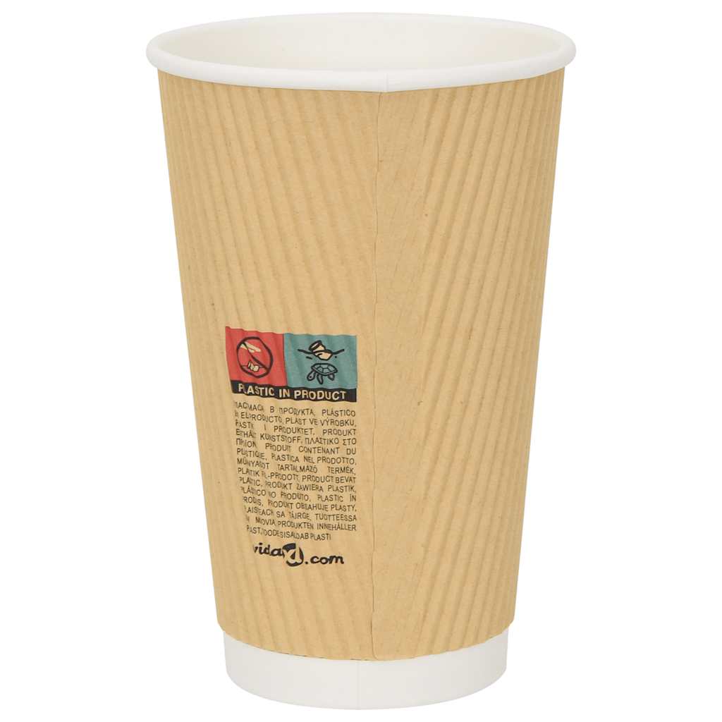 vidaXL Papierowe kubki z pokrywkami, 1000 szt., 16oz, 400ml