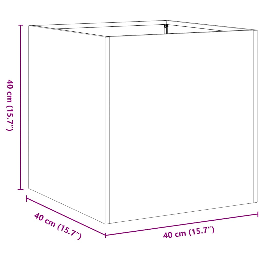 vidaXL Doniczka 40x40x40 cm Stal ocynkowana