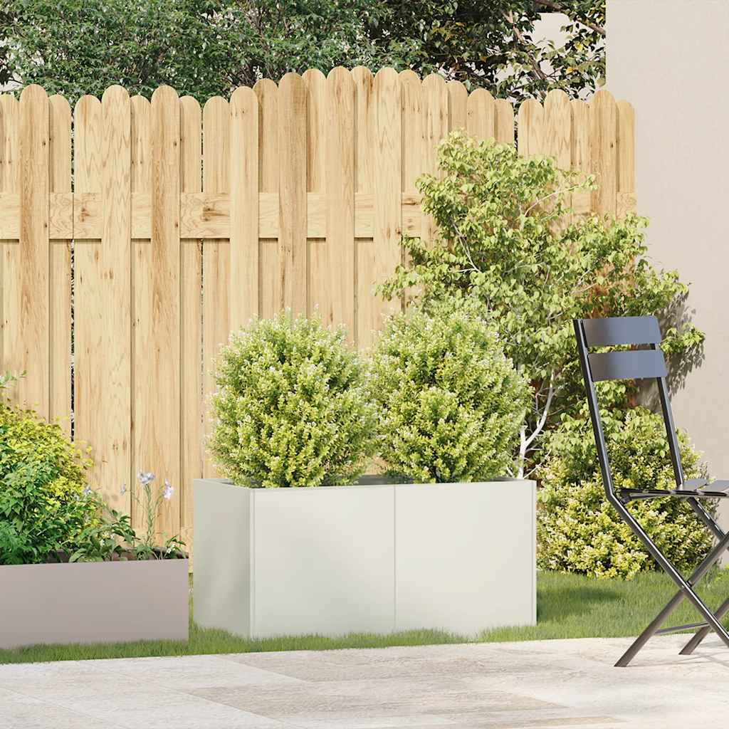 vidaXL Donica, biała, 80x40x40 cm, stal walcowana na zimno