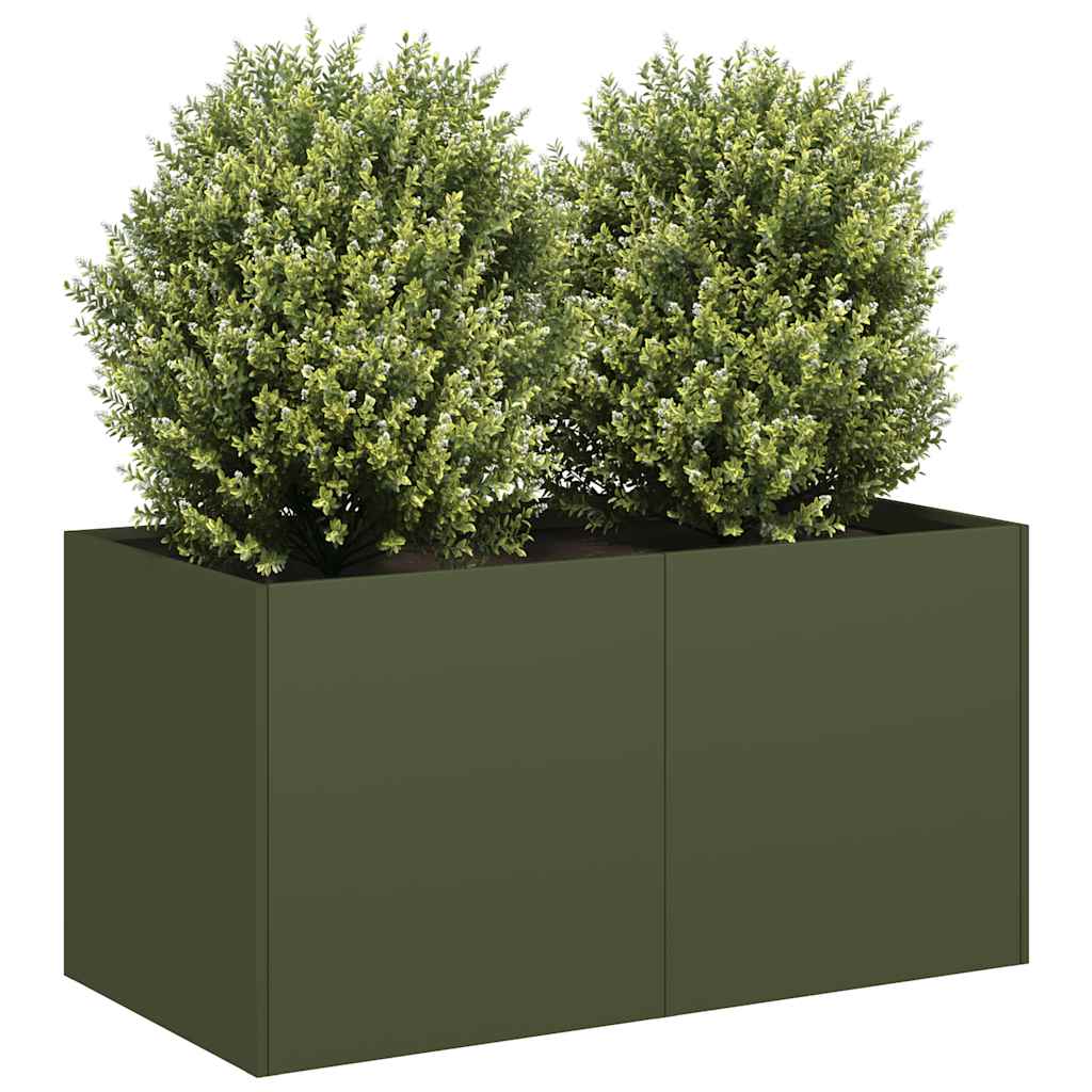 vidaXL Donica, oliwkowa, 80x40x40 cm, stal walcowana na zimno