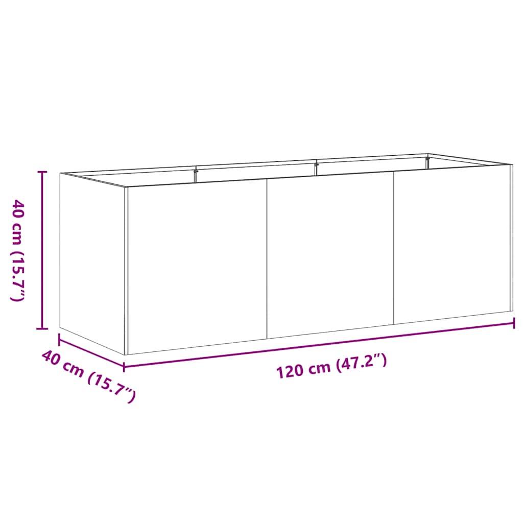 vidaXL Doniczka Antracyt 120x40x40 cm Stal walcowana na zimno