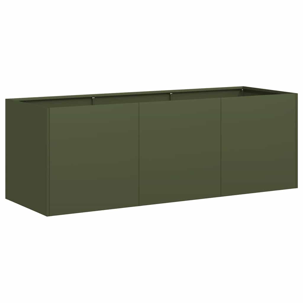 vidaXL Donica, oliwkowa, 120x40x40 cm, stal walcowana na zimno