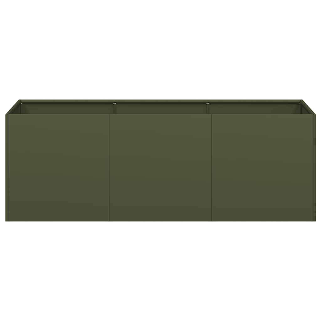 vidaXL Donica, oliwkowa, 120x40x40 cm, stal walcowana na zimno