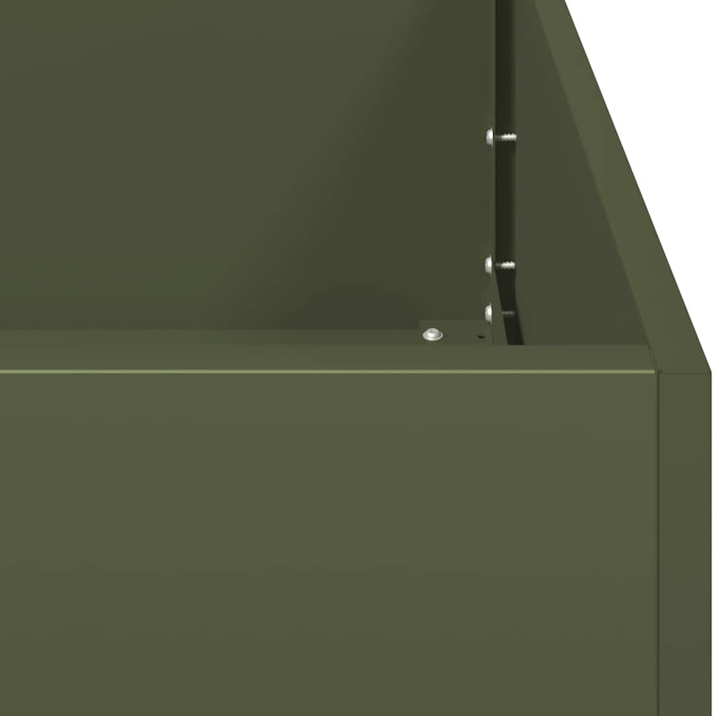vidaXL Donica, oliwkowa, 120x40x40 cm, stal walcowana na zimno