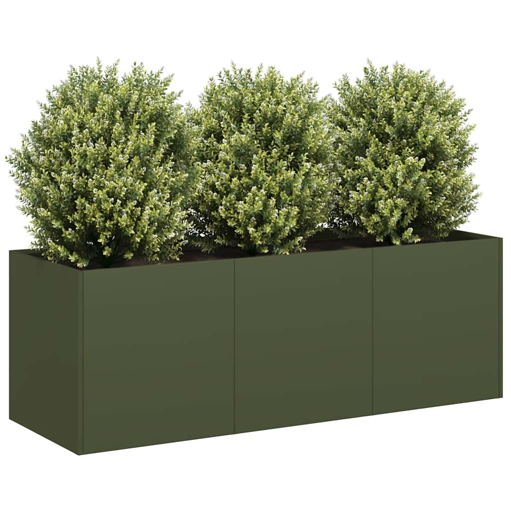 vidaXL Donica, oliwkowa, 120x40x40 cm, stal walcowana na zimno