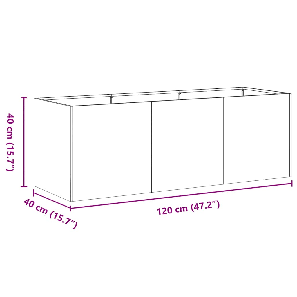 vidaXL Doniczka 120x40x40 cm Stal ocynkowana