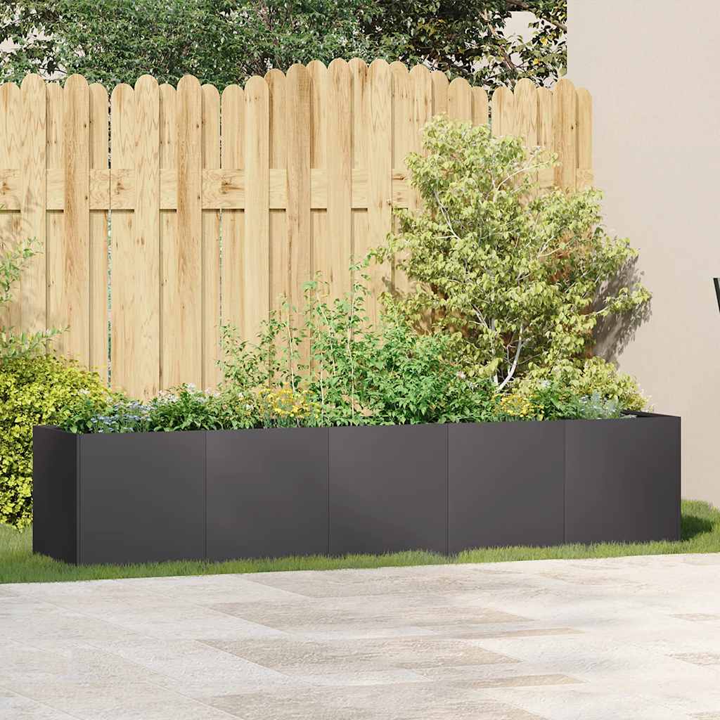 vidaXL Doniczka Czarna 200x40x40 cm Stal walcowana na zimno
