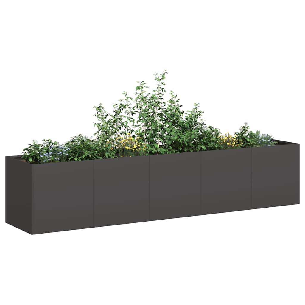 vidaXL Doniczka Czarna 200x40x40 cm Stal walcowana na zimno