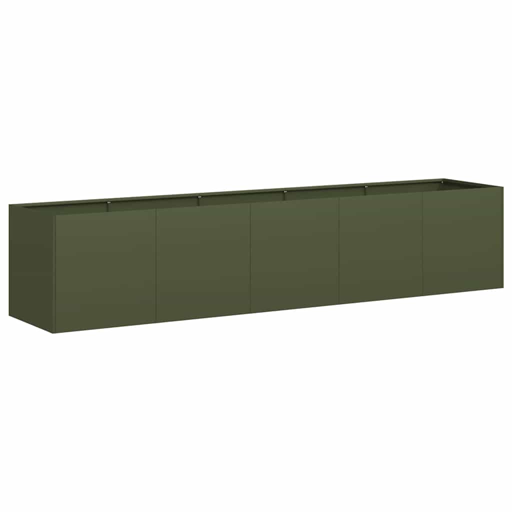 vidaXL Donica, oliwkowa, 200x40x40 cm, stal walcowana na zimno