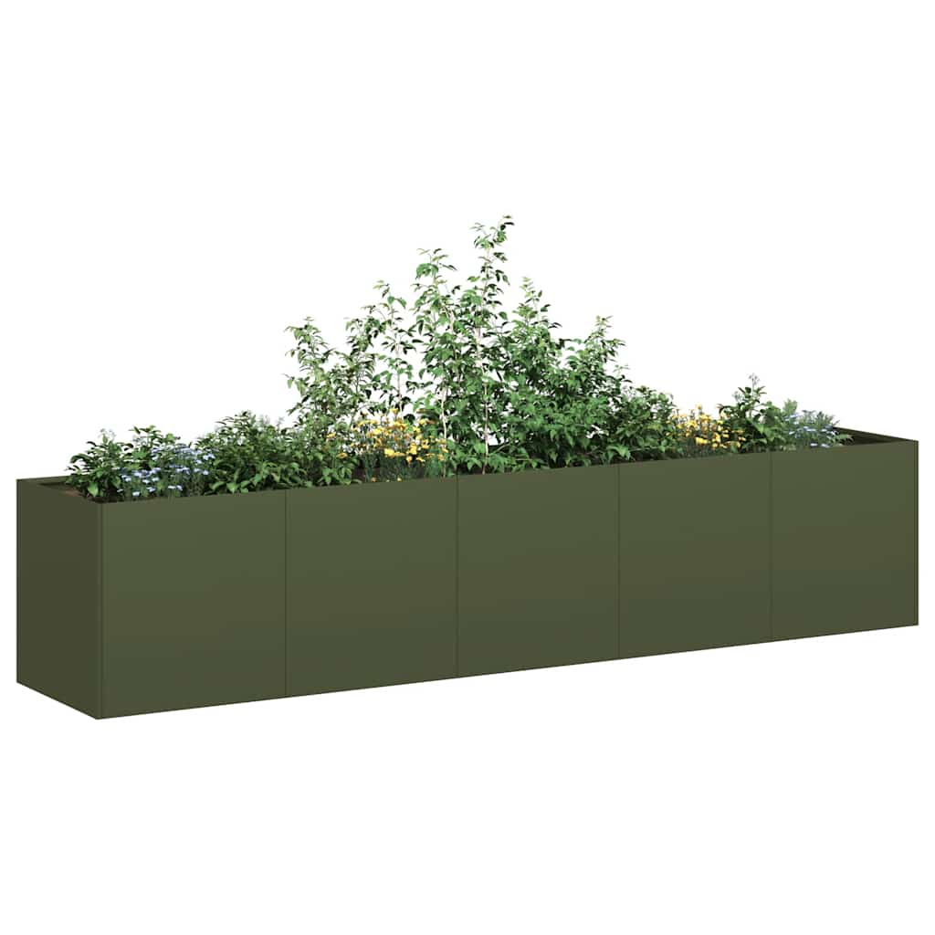 vidaXL Donica, oliwkowa, 200x40x40 cm, stal walcowana na zimno