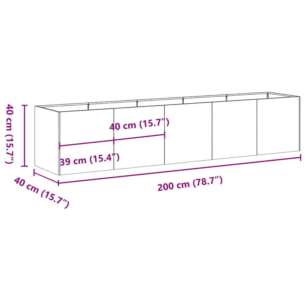 vidaXL Doniczka 200x40x40 cm Stal nierdzewna