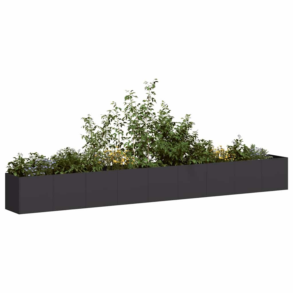 vidaXL Donica, czarna, 360x40x40 cm, stal walcowana na zimno