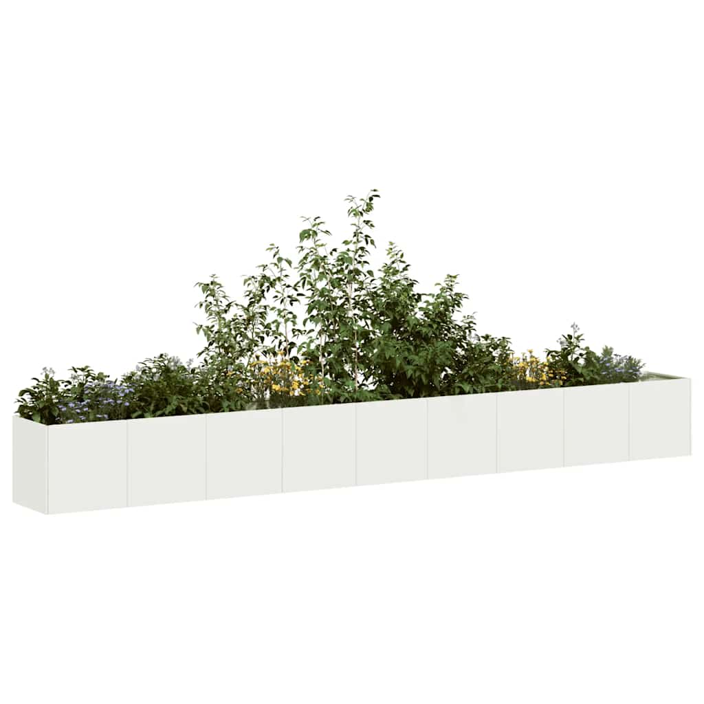 vidaXL Donica, biała, 360x40x40 cm, stal walcowana na zimno