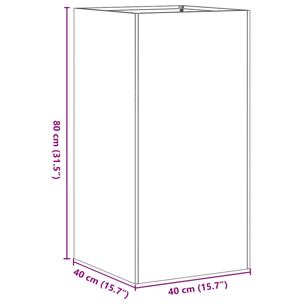 vidaXL Doniczka 40x40x80 cm Stal ocynkowana