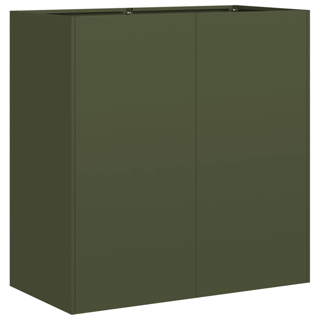 vidaXL Donica, oliwkowa, 80x40x80 cm, stal walcowana na zimno