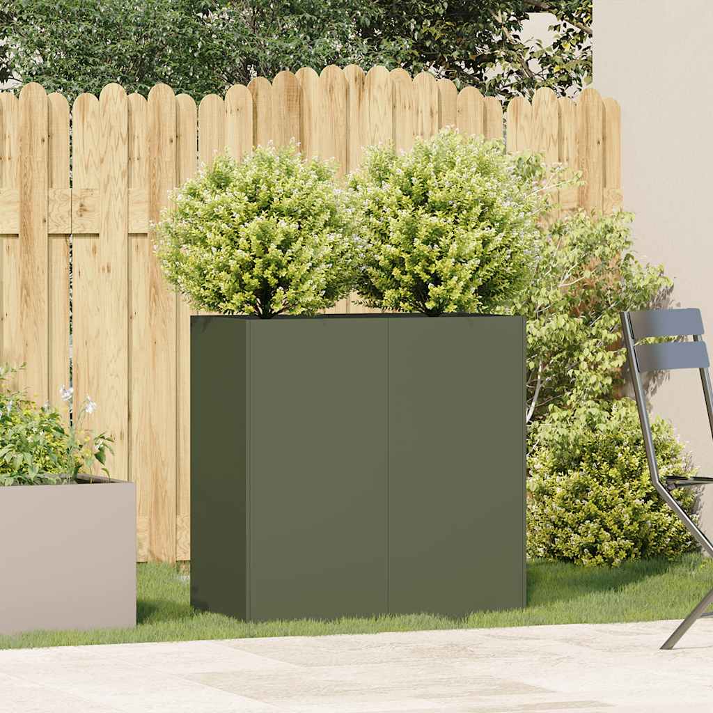 vidaXL Donica, oliwkowa, 80x40x80 cm, stal walcowana na zimno