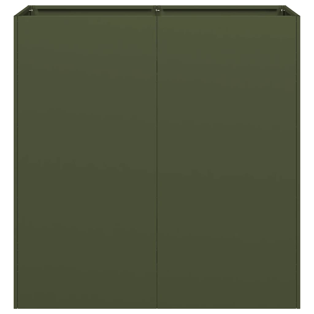 vidaXL Donica, oliwkowa, 80x40x80 cm, stal walcowana na zimno