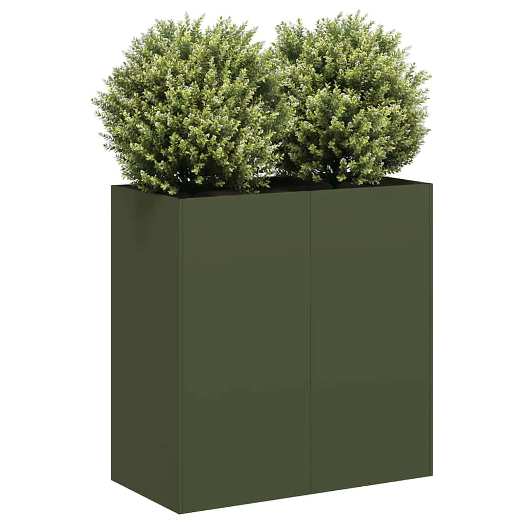 vidaXL Donica, oliwkowa, 80x40x80 cm, stal walcowana na zimno
