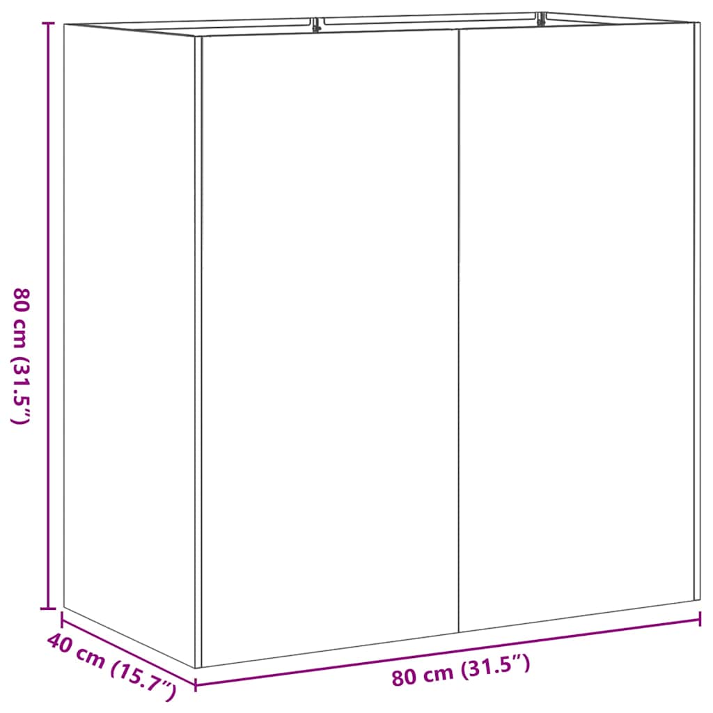 vidaXL Doniczka 80x40x80 cm Stal ocynkowana