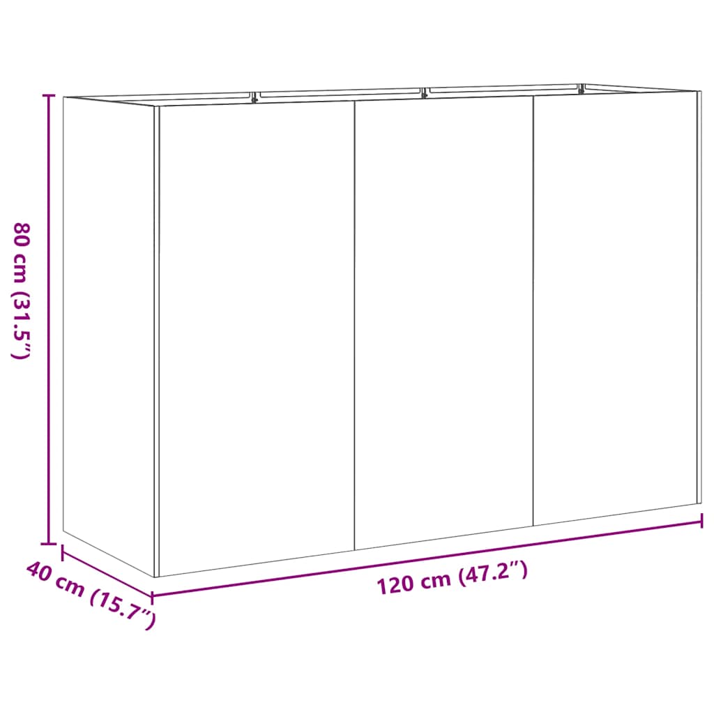 vidaXL Donica, biała, 120x40x80 cm, stal walcowana na zimno