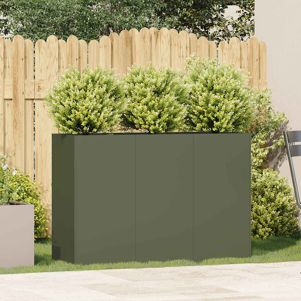 vidaXL Donica, oliwkowa, 120x40x80 cm, stal walcowana na zimno