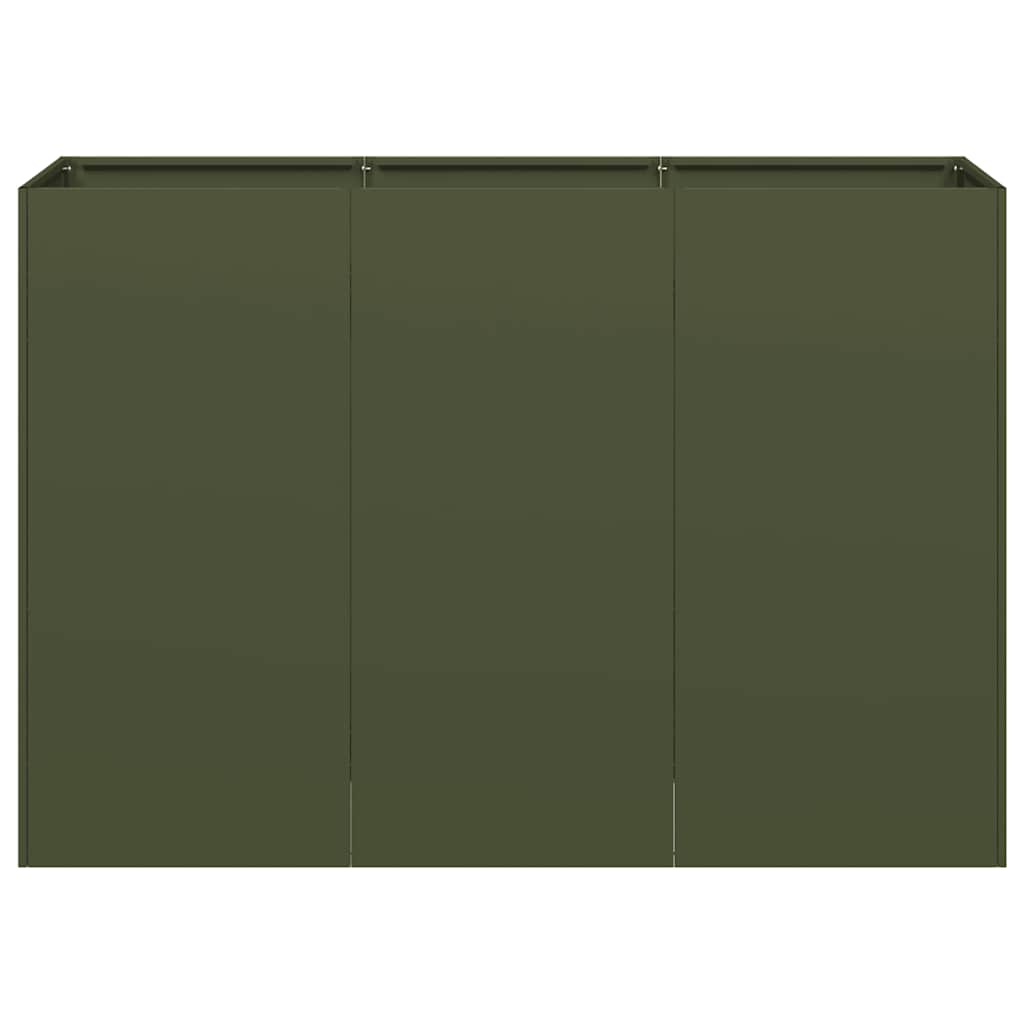 vidaXL Donica, oliwkowa, 120x40x80 cm, stal walcowana na zimno