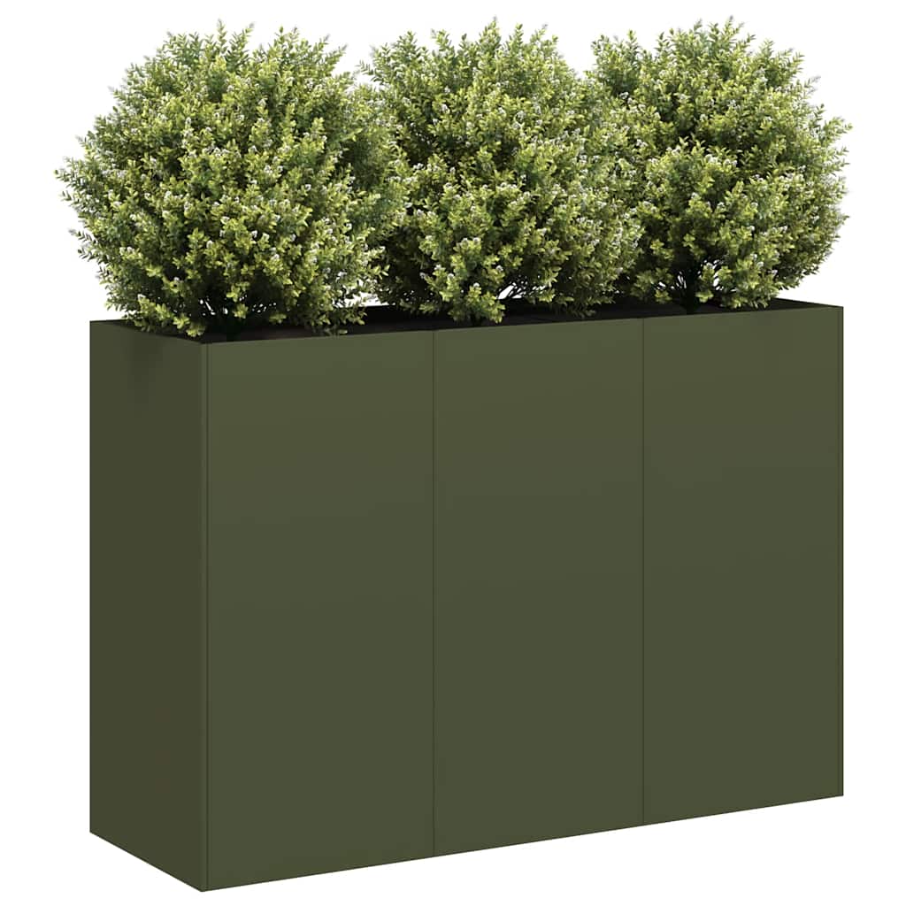 vidaXL Donica, oliwkowa, 120x40x80 cm, stal walcowana na zimno