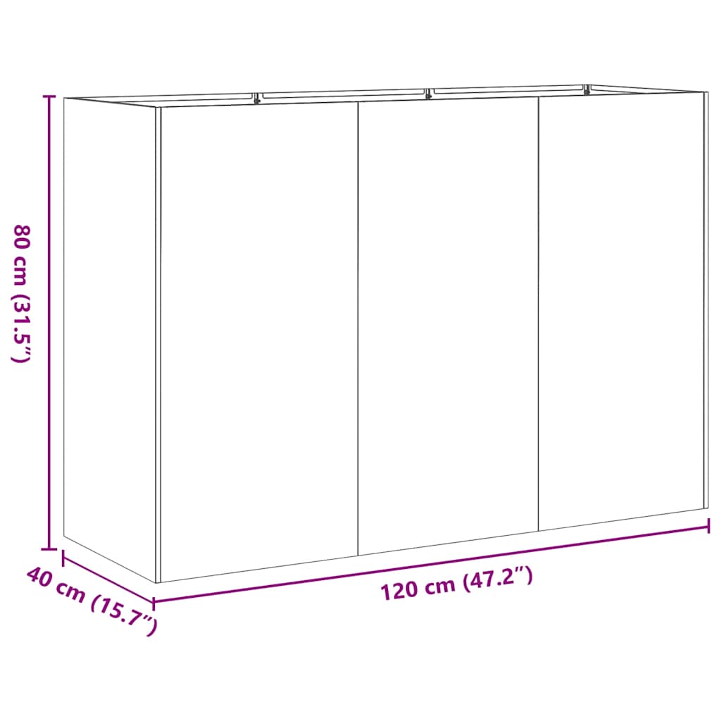vidaXL Doniczka 120x40x80 cm Stal ocynkowana