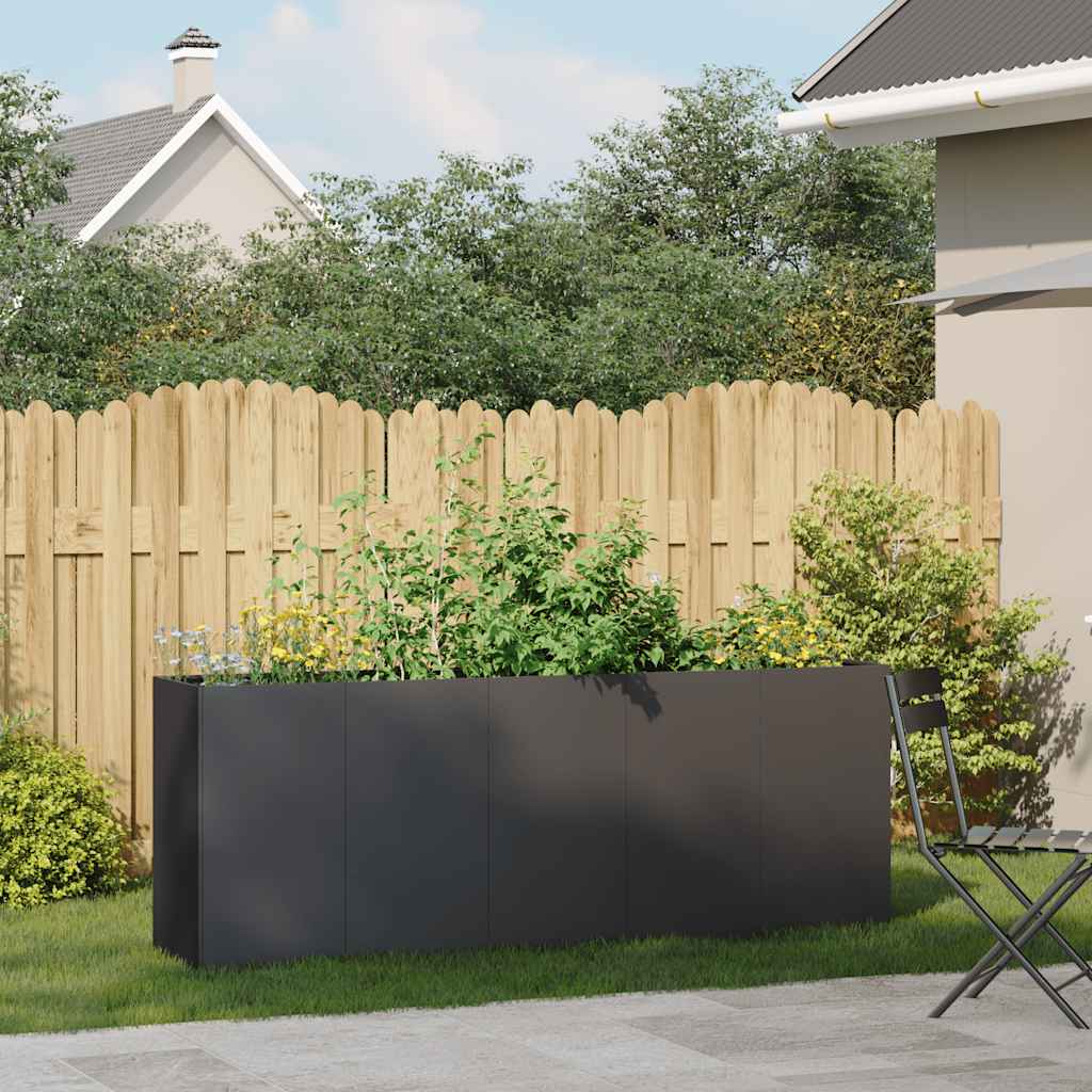 vidaXL Donica, czarna, 200x40x80 cm, stal walcowana na zimno