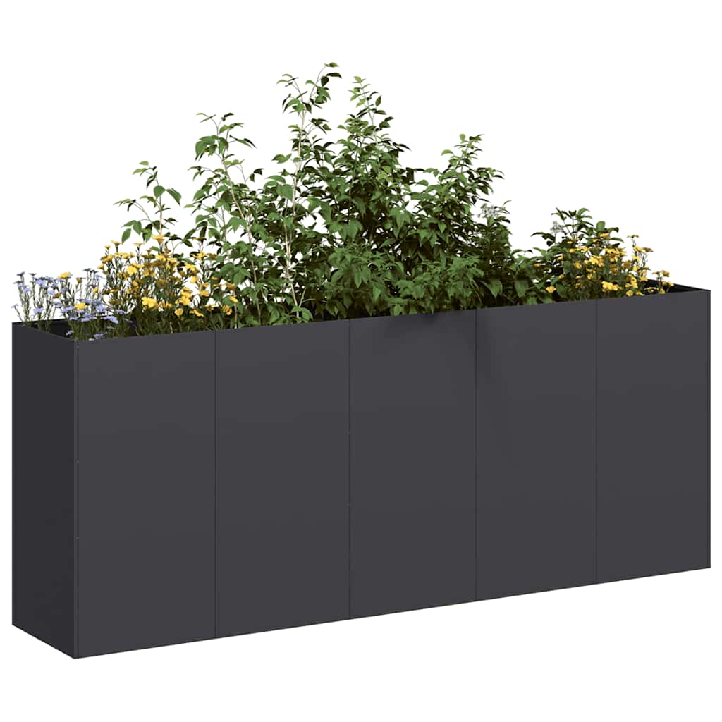 vidaXL Donica, czarna, 200x40x80 cm, stal walcowana na zimno