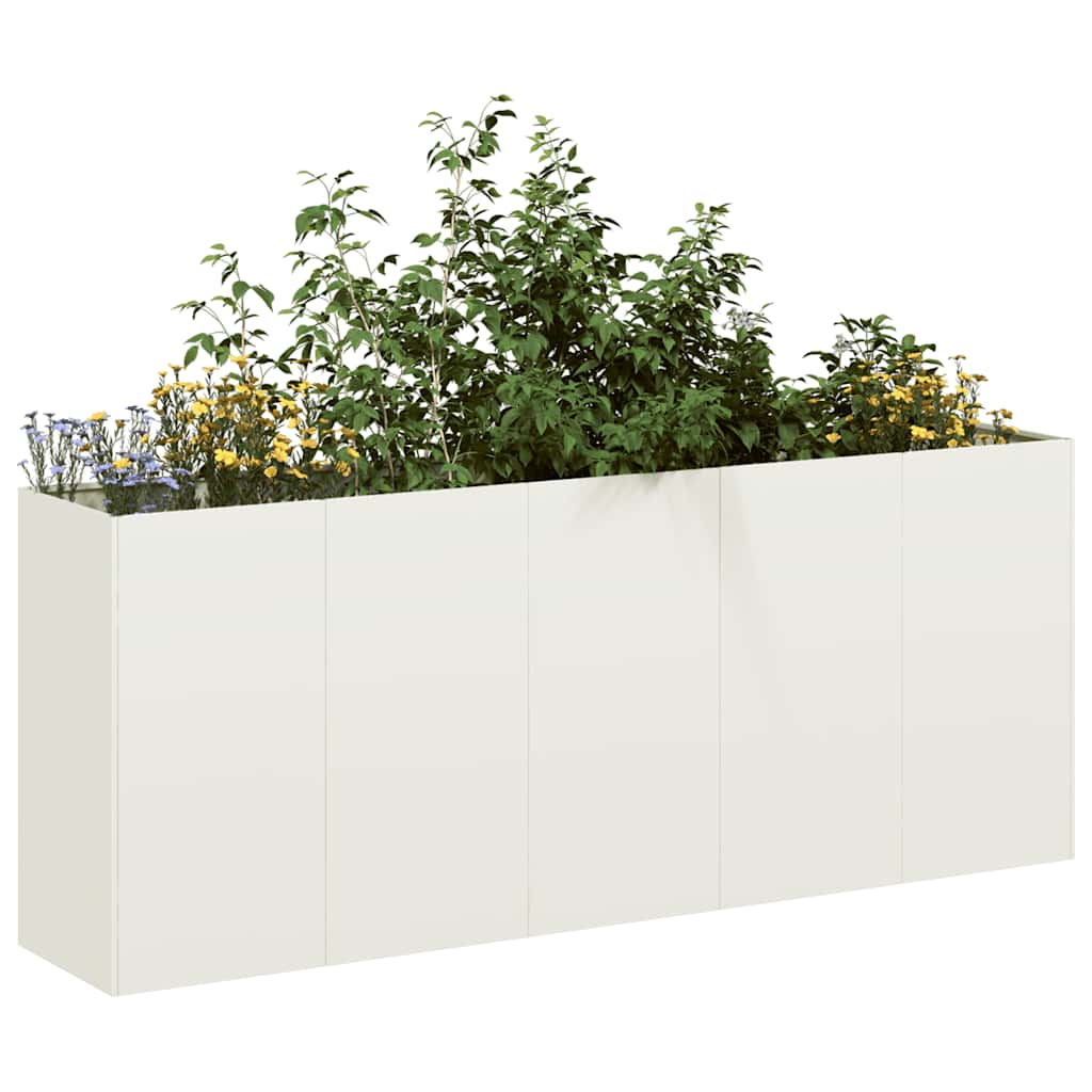 vidaXL Donica, biała, 200x40x80 cm, stal walcowana na zimno