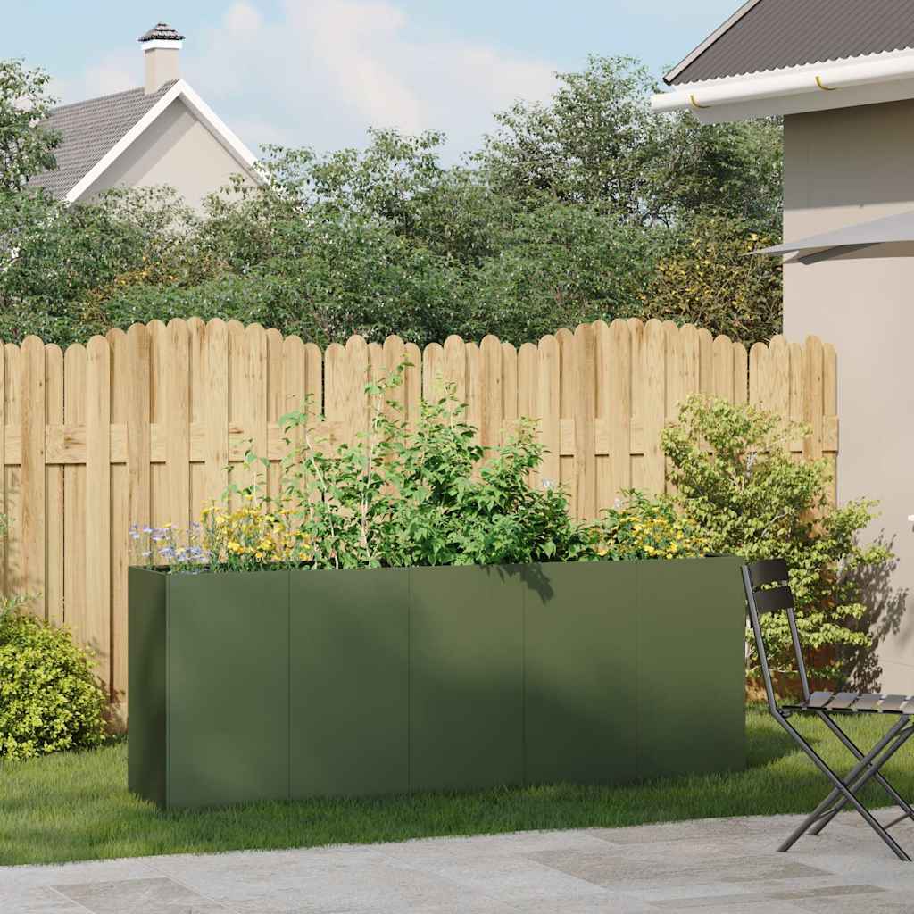 vidaXL Donica, oliwkowa, 200x40x80 cm, stal walcowana na zimno