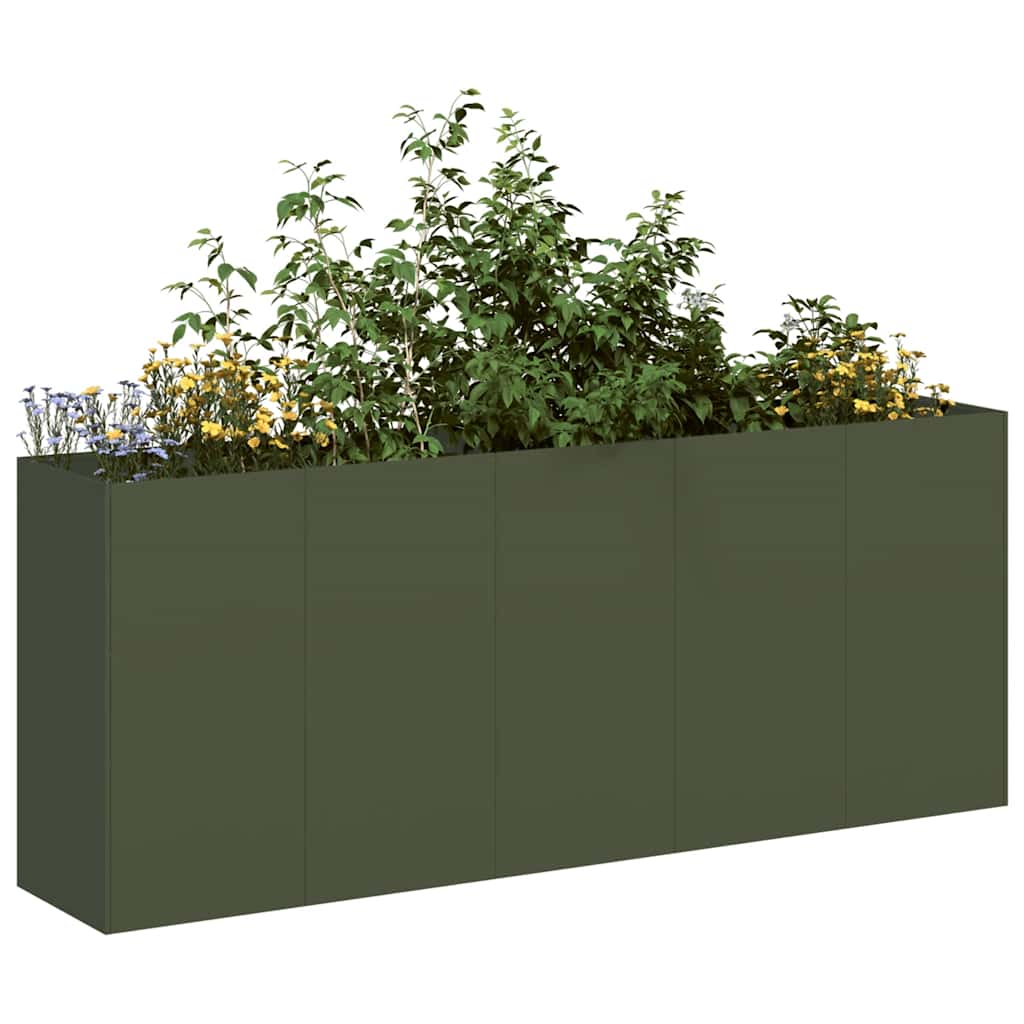 vidaXL Donica, oliwkowa, 200x40x80 cm, stal walcowana na zimno