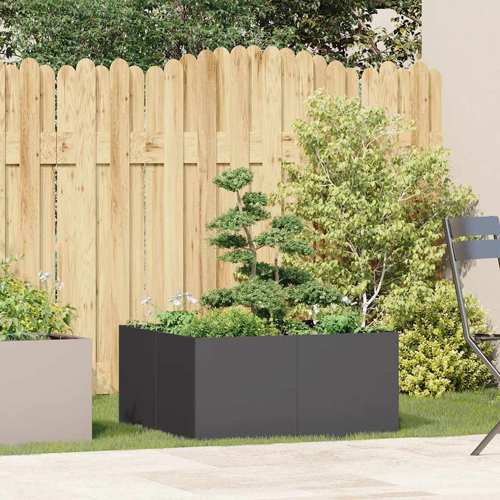vidaXL Doniczka Czarna 80x80x40 cm Stal walcowana na zimno