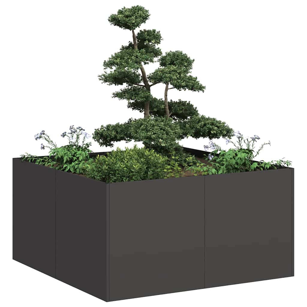 vidaXL Doniczka Czarna 80x80x40 cm Stal walcowana na zimno