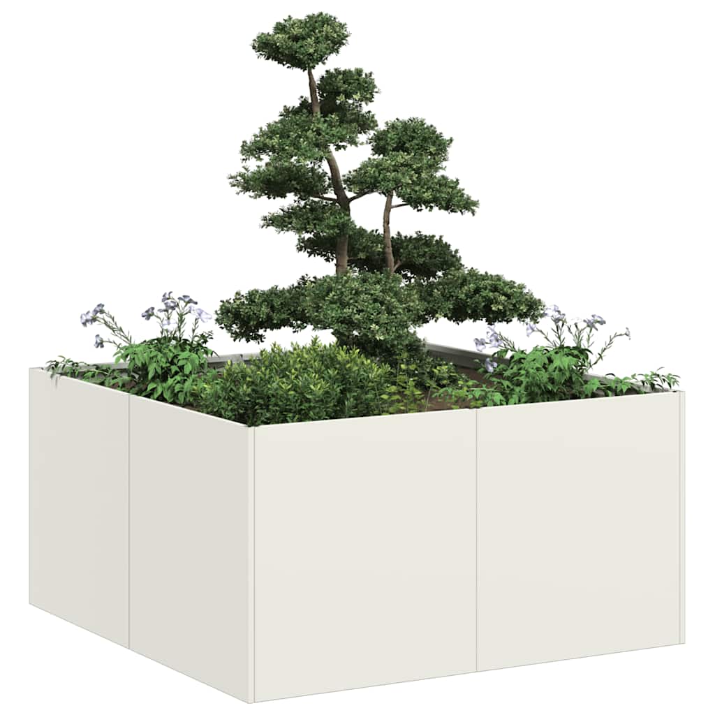 vidaXL Doniczka Biała 80x80x40 cm Stal walcowana na zimno