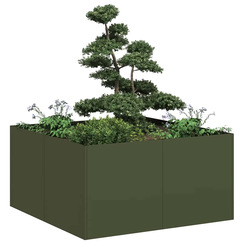 vidaXL Doniczka Oliwkowo-zielona 80x80x40 cm Stal walcowana na zimno