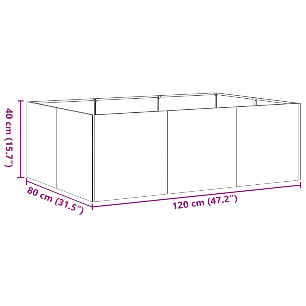 vidaXL Doniczka 120x80x40 cm Stal nierdzewna