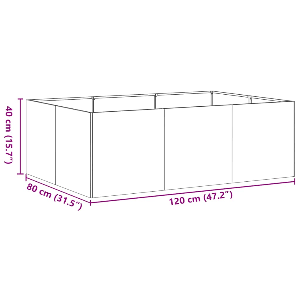 vidaXL Doniczka 120x80x40 cm Stal ocynkowana